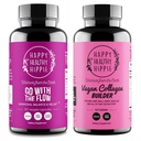 Happy Healthy Hippie Vegan Collagen Builder w/Hyaluronique Acid & Go with The Flow Hormone Balance for Women