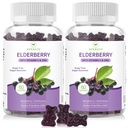 AFXMATE Sambucus Black Elderberry Gummies avec du zinc et de la vitamine C pour les adultes Enfants Imune Support, sans sucre 120 comtes