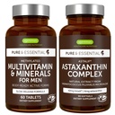 Multivitamine & mineralen voor mannen + Astaxanthine Complex Vegan Bundle, Sustained Release Advanced Multivitamine + 4 mg H. Pluvialis Natural Astaxanthine, by Igennus