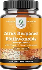 Supplément Citrus Bergamot avec Citrus Bioflavonoïdes - Ultimate supplément Citrus Bioflavonoïdes avec Citrus Bergamot Extrait 1000mg Rutin et Hespéridin pour le soutien immunitaire (1 mois)