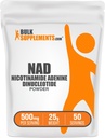 BulkSupplements.com NAD Powder - Nicotinamide Adenine Dinucleotide, NAD Supplement 500mg - voor energieondersteuning, zuiver en glutenvrij, 500mg per portie, 100g (3,5 oz) (pakket van 1)