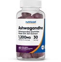 Nutricost Ashwagandha Gummies 1200mg Equivalent per portie (Mixed Berry Flavor), 60 Gummies, 30 porties