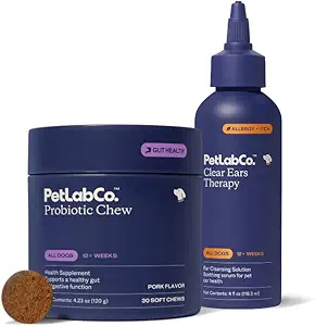 PetLab Co. - Hondenoor Gistbundel: Zachte Chew Hond Probiotica voor Gut Health, Gistproductie, Itchy Ears, Itchy Skin, Seizoensgebonden Allergieën & Clear Ears Therapie Oorreiniger voor honden
