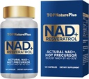 Supplément NAD+ 1000 mg Pure Organic, le plus élevé Supplément NAD+ Resveratrol Absorption maximale pour la réparation de l'énergie et de l'ADN, la défense du vieillissement, le soutien de la fonction cérébrale, 120 capsules
