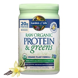Tuin van het leven Rauw Organisch Proteïne & Greens Vanille - Vegan Proteïne Poeder voor vrouwen en mannen, plantaardige en erwten Proteïne, Groenen & Probiotica, Gluten Gratis Lage Kool Shake Made Without Dairy 20 Servers