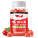 Magnesium Glycinate Gummies - Suikervrij Magnesium Kaliumsupplement met Vitamine D, B6, CoQ10 voor Kalm Mood & Slaap Ondersteuning - 60 Aardbei Kauwen