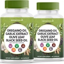 Oregano Oil, Knoflook Extract, Olive Leaf, Black Seed Oil, Astragalus-Immune Support & Digestive Health Supplement for Women and Men-120 Count