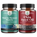 Bundle of Advanced Brain Supplement met Nootropics voor Geheugen, Focus, Helderheid, Energie en Chia Seed Oil Extract Capsules met Plant Based Omega 3 6 9 en Vezel voor Hart, Digestieve & Immuun Ondersteuning