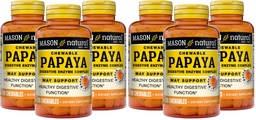 MASON NATURAL Papaya Digestive Enzyme Complex - Healthy Digestive Function, Promotes Nutrient Absorption, Peach Flavor, 100 Chewables (Pack of 6)