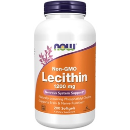 NOW Foods Supplementen, Lecithin 1200 mg met natuurlijk voorkomende Fosfatidyl Choline, 200 Softgels