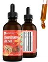 360 Nutrition Ashwagandha & Reishi Root Supplement Drops for Stress Relief, Stamina & Longevity, and Energy Support - Vegan Non-GMO Adaptogenic - 4 fl oz, 60 Servings