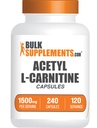 BulkSupplements.com Acetyl L-Carnitine Capsules - ALCAR HCl, Carnitine Supplement - ALCAR Capsules, Acetyl L-Carnitine 1500mg - Glutenvrij, 2 Capsules per portie, 240 Capsules
