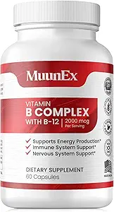 B-complex, vitamine B1 B2 B3 B6 B12, nieuwe formule voor maximale vitaliteit en duurzame energieondersteuning, energieboost, zenuwsysteemondersteuning, met vitamine C, choline, folaat, 60 capsules