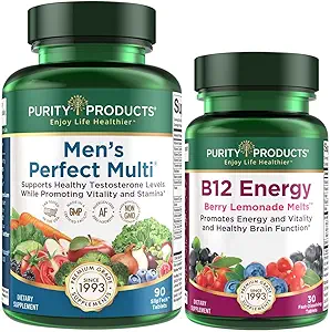 Ensemble de produits de pureté - Multi B12 Energy MELT pour hommes et pour hommes pour la vitalité, l'énergie et plus - B12 Energy Berry MELT w/ 1000mcg de méthylcobalamine B-12-30 Day Supply