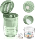 Pillensnijder Splitter met Dispenser, Pillensnijder voor kleine of grote pillen, Penselen Pillen, Vitaminen, Tabletten, Stainless Steel Blade, Verwijderbare Drinkbeker (Groen-1)