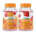 Calcium vital avec vitamine D + probiotique 2 milliards CFU, Gummies Bundle - Grande dégustation, supplément de vitamine, sans gluten, sans OGM, à mâcher