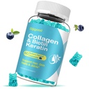 Biotin Gummies met Collageen, Keratine, Hyaluronzuur, Vitamine voor de huid, Haargroei, Nagels, Vrouwen Mannen Volwassenen Kinderen - 60 Blueberry Flavored Gummies