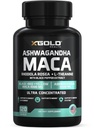 Ashwagandha 5.000mg + Maca Root Black, Red, Yellow 4.000mg, Rhodiola & L-Theanine: 30:1 Extract Ashwagandha Capsules, 20:1 Extract Maca Root Capsules - Supplement voor mannen en vrouwen