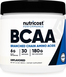 Nutricost BCAA Powder (Unflavored, 30 Servings) - Vegetarisch, niet-GMO, Glutenvrij, Optimaal 2:1:1 Ratio