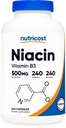 Nutricost Niacin (Vitamine B3) 500mg, 240 Capsules - met Flushing, Non-GMO, Glutenvrij