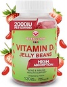 Vitamine D3 Jelly Beans - Kauwbare vitamines Gummies for Kids Immune Support - Multivitamine Supplements for Bone & Joint Support - 2.000 IE Vegetarische Gummy - 120 Aardbei smaakbonen