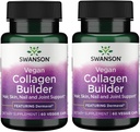 Swanson Vegan Collageen Builder - Met Dermaval - Haar, huid, Nail Health - 60 Veg Caps (2 Pack)
