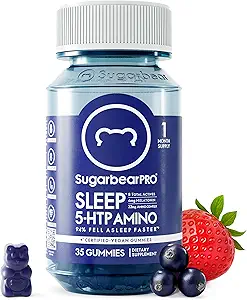 SugarBearPro Sleep Gummy 1 mois d'approvisionnement, Mélatonine extra-forte 6mg, pour les hommes et les femmes, Vitamine végétalienne B6, L-Theanine, 5 HTP, Valérien, aide au sommeil pour les adultes et les adolescents, certifié Kosher