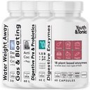 Jeugd & tonic Bloating Relief with Pre & Probiotics from Water Retention, Gas or Food Digestie with Water Pills, Liquid Aactived Charcoal and Dispatitive Enzymes Bundle Pack