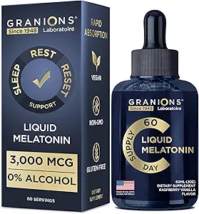 Liquid Melatonin 3mg - Liquid Sleep Aid for Adults & Kids 6 Years and Up - Sublingual Melatonin Drops for Quick Sleep and Refreshing Rest for Longer - 60ml 60 Days Raspberry Vanilla Flavor Melatonina
