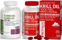 Curcumine Turmère Bronson avec support mixte BioPerine High Potency Premium + Huile de krill Bronson antarctique 1000 mg avec Omega-3s EPA, DHA