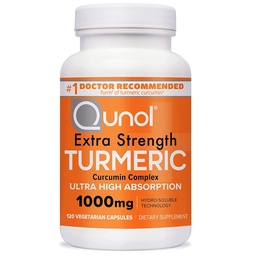 Qunol Kurkuma Curcumin Supplement, Kurkuma 1000mg met Ultra High Absorptie, Joint Support Supplement, Extra sterkte Kurkuma Capsules, 2 maand Supply, 120 Telling (pakket van 1)