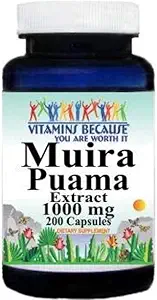 Vitaminen omdat Muira Puama Extract 1000mg supplement voor mannen en vrouwen ondersteuning (200 ct)