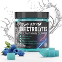 Elektrolyten Gummies Geen Suiker, 120 Kauwbare Electrolyte Gummies met 6 Elektrolyten voor Runners en Endurance Sports, Verfrissende Blauwe Raspberry, Hydration Electrolyte Chews, 1 Pack