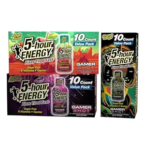 5-Hour Energy Gamer Shots Variety Pack, 30 Tellen (1.93 fl oz) - Extra sterkte Apple Bash, Raket Raspberry, Ananas Charge Smaken