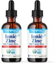 LIQUIDHEALTH USDA Organic Ionic Zink High Potency Drops - Trace Mineral Liquid Vitamin Supplement for Adults, Kids - Immune & Digestief Support, Skin & Wound Health - USA Made, Vegan, Non-GMO (2 Pack)
