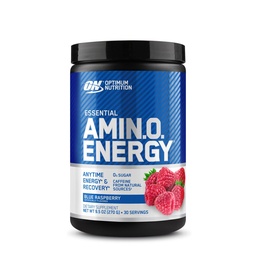 Optimale voeding Amino energie - Pre-workout met groene thee, BCAA, Aminozuren, Keto vriendelijk, Green Coffee Extract, Energiepoeder - Blue Raspberry, 30 porties (Verpakking mei Vary)