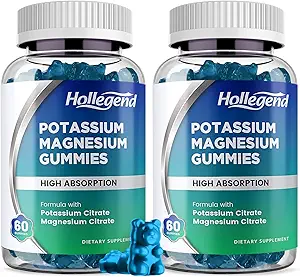 Potassium Magnesium Gummies, High Absorption Potassium Citrate 99mg Magnesium Citrate 180mg, Chewable Gummy Supplements for Leg Cramps & Muscle, 120 Count