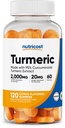 Nutricost Kurkuma Gummies 2000mg Tumeric per Serving (120 Gummies) - 60 Servings