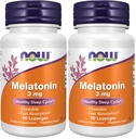 NOW Supplementen, Melatonine 3 mg, Gratis Radical Scavenger*, Gezonde Slaapcyclus*, 90 Kauwbare Lozen (pakket van 2)