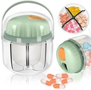 Portable Pill Box, GloDeals Weekly Pill Organizer 7-Day Travel Medicine Organizer NO-BPA Vocht Proof Portable Medicine Container voor Vitaminen, Visolie, Supplementen (Groen)