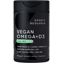 Sportonderzoek Vegan Omega-3 met vitamine D3 Softgels - 1020mg Omega-3 & 5000iu D3 Supplement - Visolie Alternatief met vitamine D Plant-gebaseerde ondersteuning van Algenolie - 60 Veggie Softgels voor volwassenen