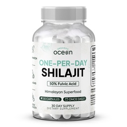 Organics Ocean One-Per-Day Shilajit voor mannen en vrouwen - Natural Shilajit Supplement voor Age-Defying, Bone Strength, Hormone Ondersteuning en Meer - 30 Shilajit Capsules