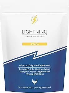 Lightning Daily Multivitamin Supplement - Vitamins and Minerals for Mental Function, Energy Support, and Physical Well-Being - Direct-to-Mouth, 30 Sticks - Banana