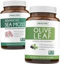 Extrait de mousse de mer et de feuille d'olive (1-Mois) Mélange de mousse d'olive - Moss de mer irlandaise biologique - Supplément végétalien brut (60 capsules) et extrait de feuille d'olive Super résistance: 20% Oleuropein - Végétarien (120 capsules)