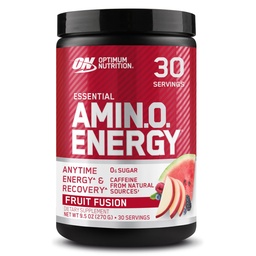 Optimale voeding Amino Energy - Pre-workout met groene thee, BCAA, Aminozuren, Keto vriendelijk, Green Coffee Extract, Energiepoeder - Fruitfusie, 30 porties (Verpakking mei Vary)