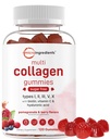 Micro Ingrediënten Multi Collageen Peptiden, 120 Collageen Gummies Type I,II,III,V,X Proteïne met Biotine, Hyaluronzuur, & Vitamine C Complex 