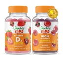 Levensvatbare vitamine D Kids + Iron & Vitamin C Kids, Gummies Bundle - Grote Proeverij, Vitamine Supplement, Glutenvrij, GGO-vrij, Kauwgom