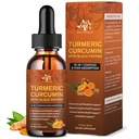 (2 Pack) Biologische Kurkuma Curcumin Supplement met zwarte peper en gember - Liquid Turmeric Extract Drops (met kaneel, rozemarijn) - Mobiliteit en flexibiliteit Ondersteuning en spijsvertering gezondheid - 1 Fl Oz