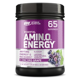 Optimale voeding Amino Energy - Pre-workout met groene thee, BCAA, Aminozuren, Keto vriendelijk, Green Coffee Extract, Energiepoeder - Concord Grape, 65 porties (Verpakking mei Vary)