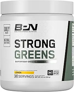 BARE PERFORMANCE NUTRITION, BPN Strong Greens Superfood Powder, Verbeterde spijsvertering, Verhoogde energie, Immuunsysteemondersteuning, Sweet Mint, 30 porties